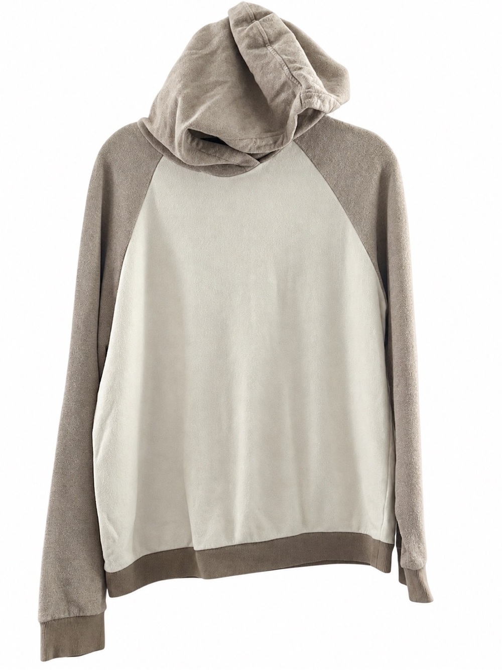 Saks Fifth Avenue Men’s Beige Ivory Colorblock Hoodie M